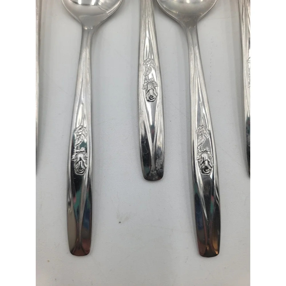 29pc Rogers International Silver Rosebud Rose Bud Flatware Set Serving Spoons